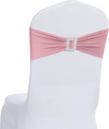 Joccun Spandex Chair Sashes - 30 PCS Stretch Covers with Buckle Slider for Weddings & Events | Dusty Pink