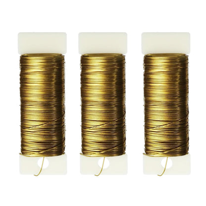 114 Yards 22-Gauge Gold Floral Metal Wire: Flexible Paddle Wire for Flower Arrangements, Crafts, Christmas Wreaths, Trees & Garlands