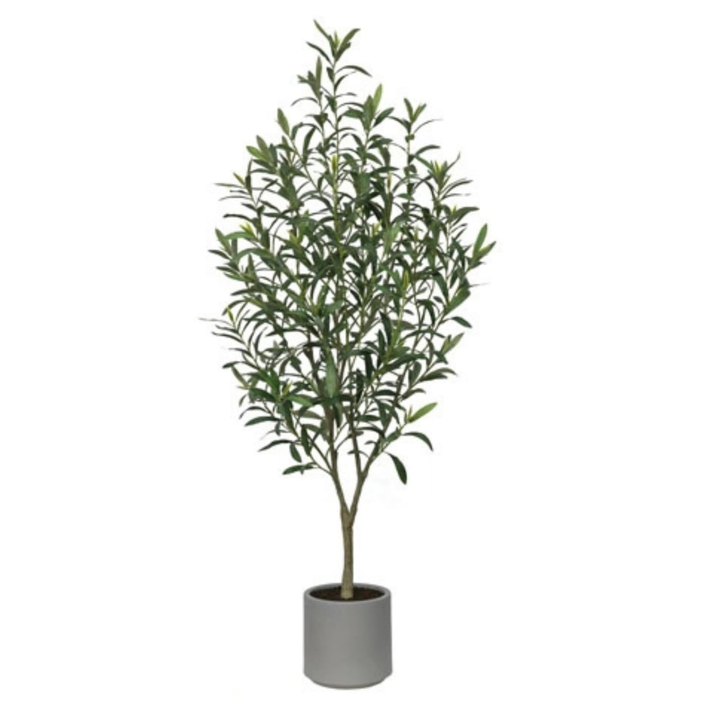 CG Hunter Faux Fruitless Olive Tree, Premium Artificial Indoor Tree Stands 4' Tall, Lifelike-Leaves & Hand Painted Trunk, Planter Pot Included