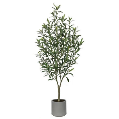 CG Hunter Faux Fruitless Olive Tree, Premium Artificial Indoor Tree Stands 4' Tall, Lifelike-Leaves & Hand Painted Trunk, Planter Pot Included