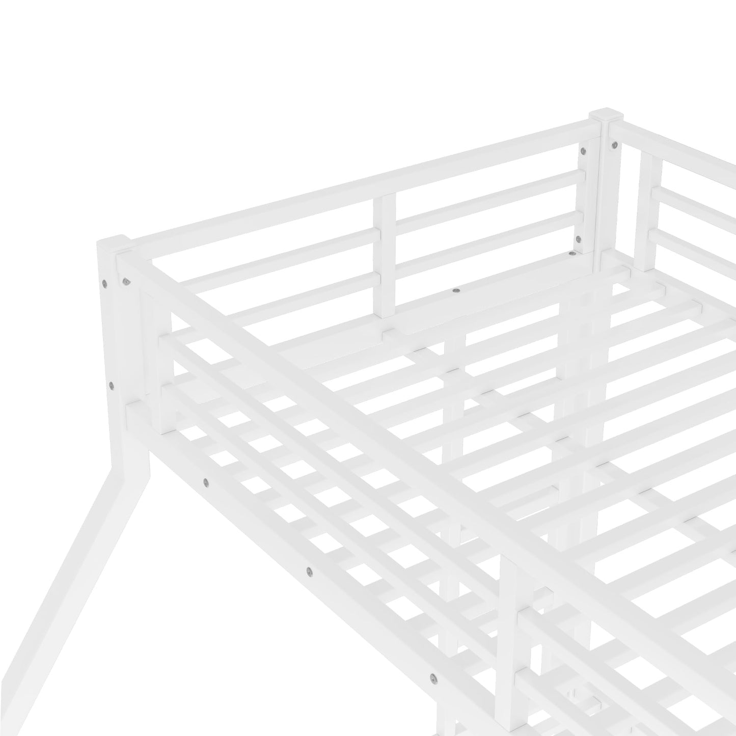 Bellemave Bunk Bed Twin XL Over Queen, Heavy Duty Metal Bunk BedFrame, Twin XL Bunk Beds, White