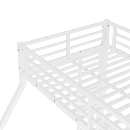 Bellemave Bunk Bed Twin XL Over Queen, Heavy Duty Metal Bunk BedFrame, Twin XL Bunk Beds, White