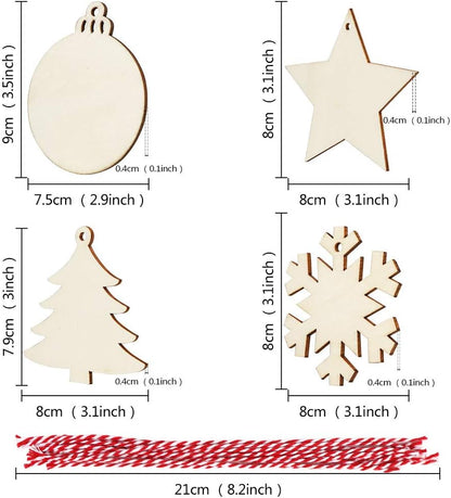 OurWarm 40PCS Wooden Christmas Ornaments - Unfinished Wood Slices for DIY Crafts and Hanging Decorations