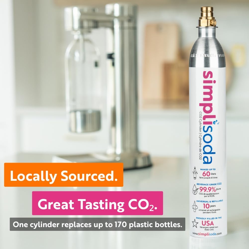 60L CO2 CO2 14.5 oz, Set 2 Simpli Soda Canister Cylinders - Compatible w/Sodastream Quick Connect Only [Including ART