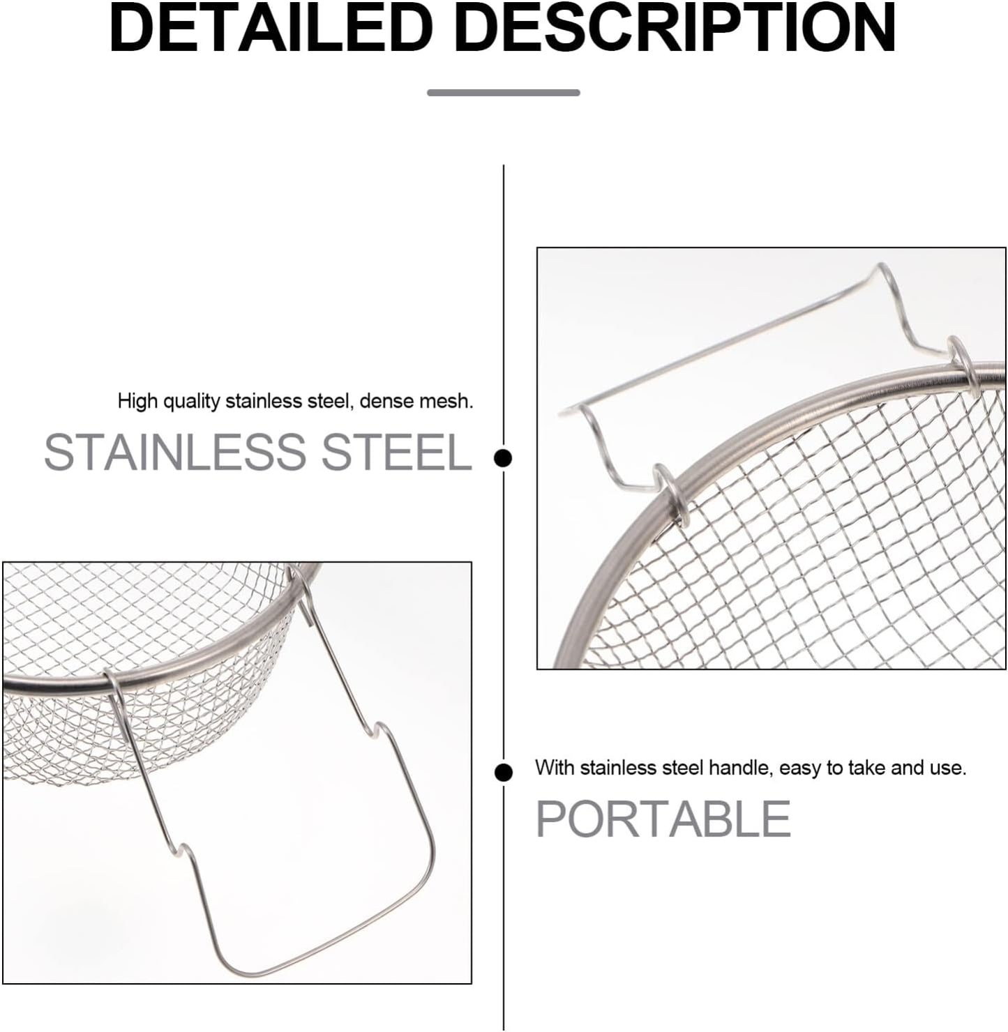 Potato Cooking Strainer, Stainless Steel Frying Basket, Foldable Colander for Steaming, Straining, Rinsing