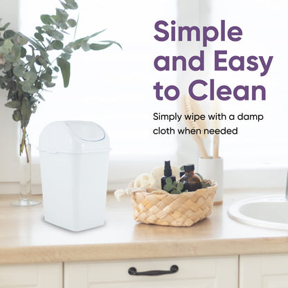 Superio Mini Desktop Trash Can, Portable Plastic Garbage Can for Countertop, Bathroom, Compact Waste Bin 5L