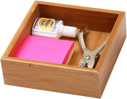 YBM Home Kitchen Drawer Organizer Storage Box, Bamboo, 6x6x2 Inch, 1 Each