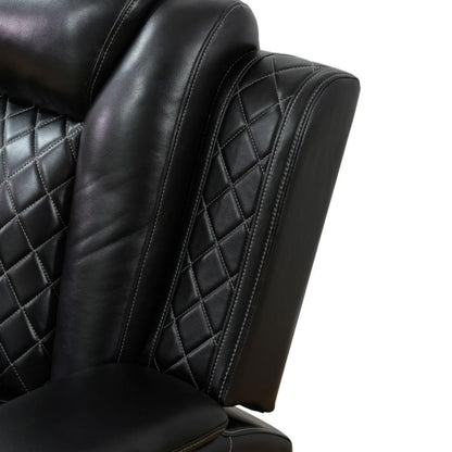UOCFYK Electric Power Recliner Chair Living Room Furniture, Comfy Wide Lazy Home Theater Breathing Leather Seating with USB 2.0 Charging Ports, LED Light Strips (Black)