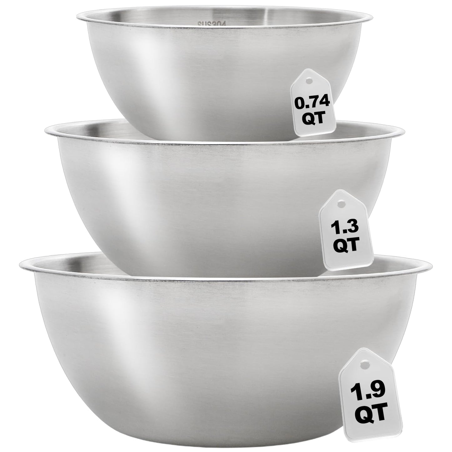 TOPZEA Stainless Steel Mixing Bowls Set of 3, Nesting Metal Kitchen Bowls with Measurement Mark, Small Meal Prep & Food Storage Bowl for Baking, Cooking, Dishwasher & Freezer Safe (0.74, 1.3, 1.9 Qt)