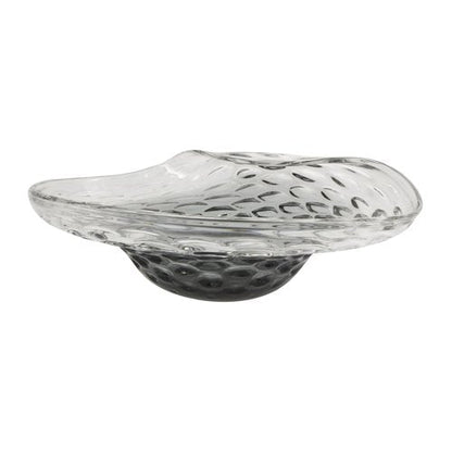 Deco 79 Glass Handmade Decorative Decorative Bowl Abstract Wavy Ombre Decorative Container with Bubble Texturing, Decorative Keepsake Box 19" x 15" x 6", Black