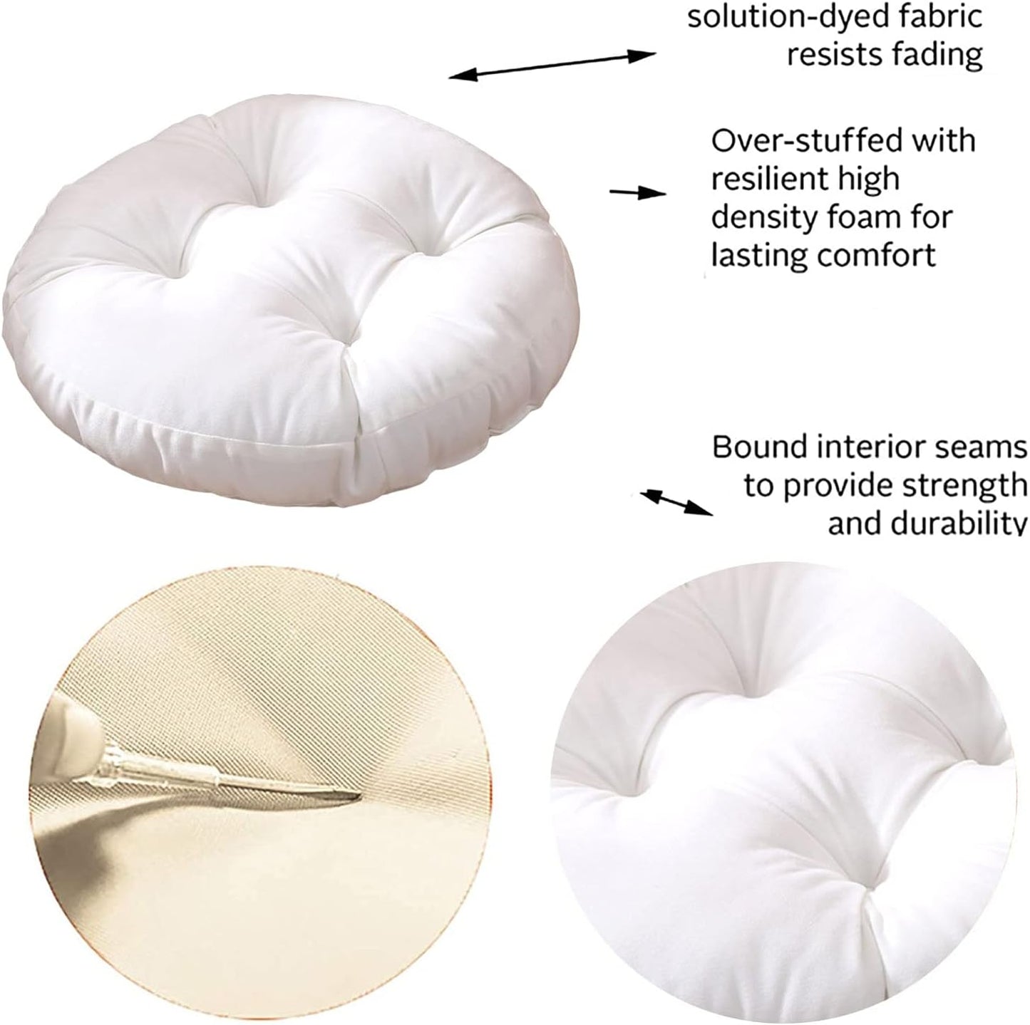 LCYZ 18in Futon Seat Cushion,Overstuffed Round Tatami Indoor Outdoor Seat Pads Chair Pad,Papasan Solid Color Footstool