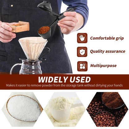 2PCS Coffee Scoop & Funnel for Reusable K Cup Refillable Coffee Pods Coffees Measuring Spoon Scoop with Funnel for Ground Coffees, Protein Powder, Tea (2pcs/black)
