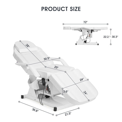 Artist hand Facial Bed for Esthetician MassageTable Beauty Bed Medical Aesthetic Tattoo Procedure Bed with 3 Motor Electrical Adjustments,White