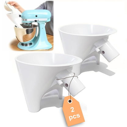 2PCS Flour Funnel for Kitchen Aid Mixer, 2026 New Plastic Funnel with Easy-Pour Attachment Fits Tilt-Head 4.5–5 Qt (KSM150), No Mess Baking Tool for Flour, Sugar, and Egg Liquid