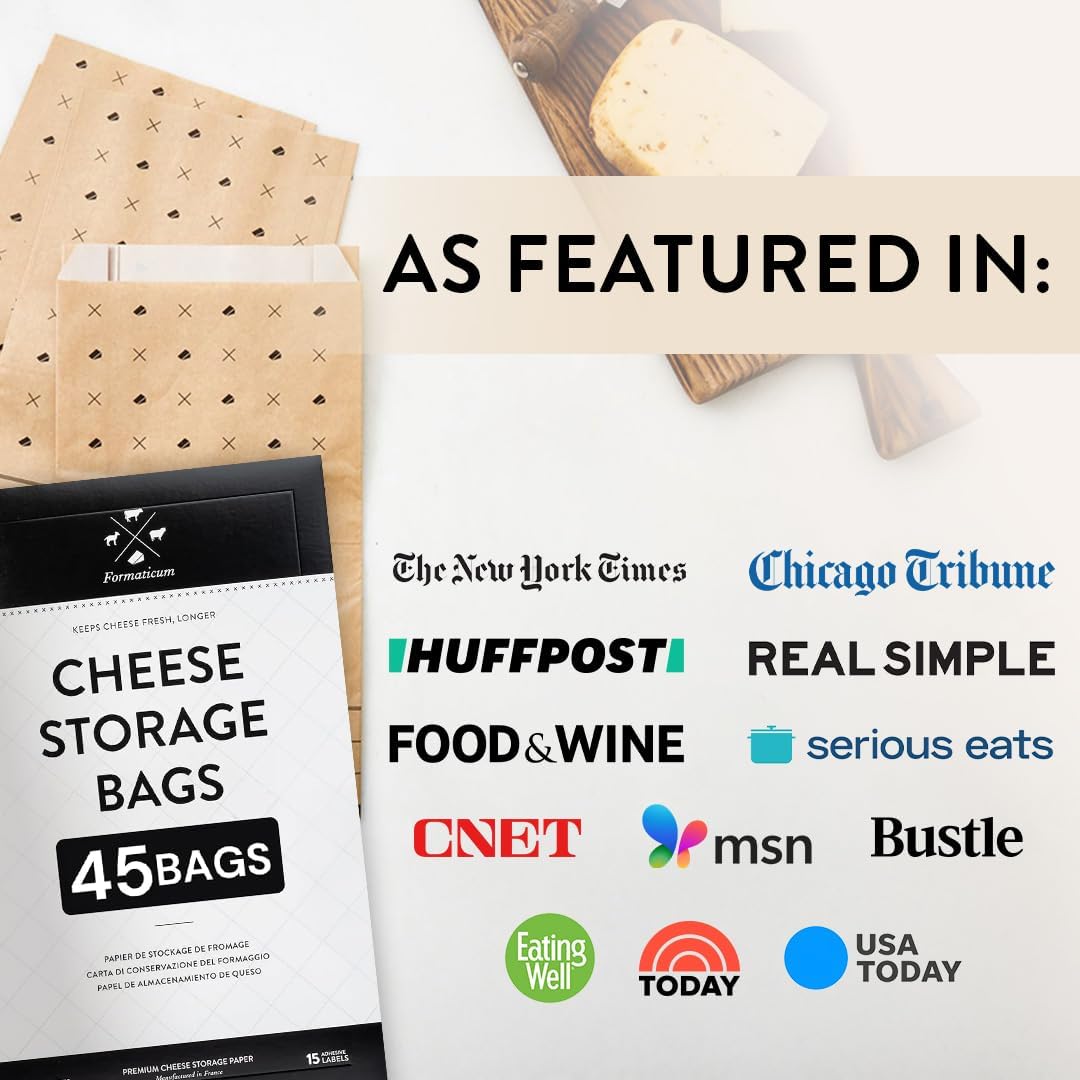 45-Pack 6.25 11 Formaticum - Cheese Storage Bags - x Wax Paper Bags to Keep Cheese or Charcuterie Fresh - Professional