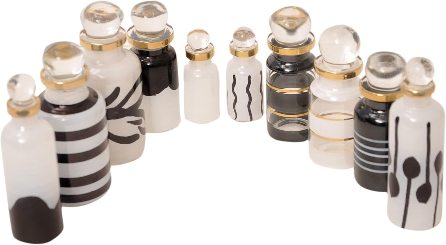 CraftsOfEgypt Genie Blown Empty Glass Mini Bottles Set of 20 Decorative Small Vials for Perfume, Essential Oils