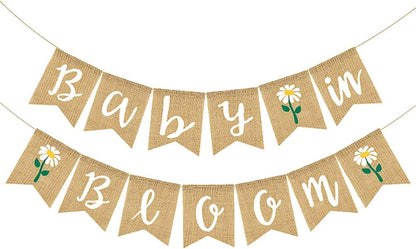 Baby in Bloom Sign Banner, Welcome Baby Garland for Boys Girls Baby Shower Party Decorations