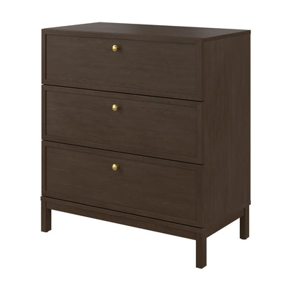 Bush Home 3 Drawer Dresser, Chest of Drawers Storage Organizer for Bedroom and Nursery Organization, Avery Collection, Chocolate Birch