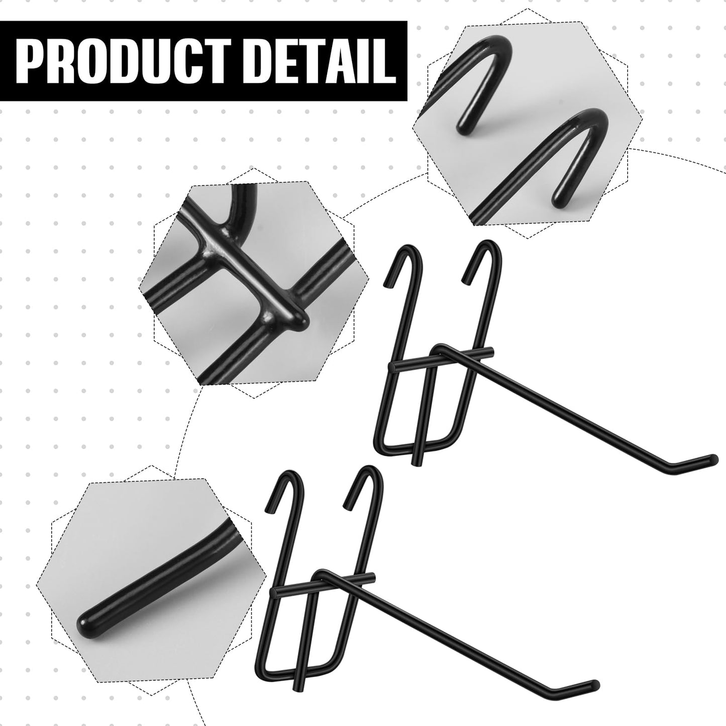 Moxweyeni 4 Inch Grid Wall Hooks 25 Pcs Gridwall Panel Hooks Store Garage Wall Mount Organizers Storage Grid Display Hangers for Retail, Craft Show, Home Setup, Customized Display (Black)