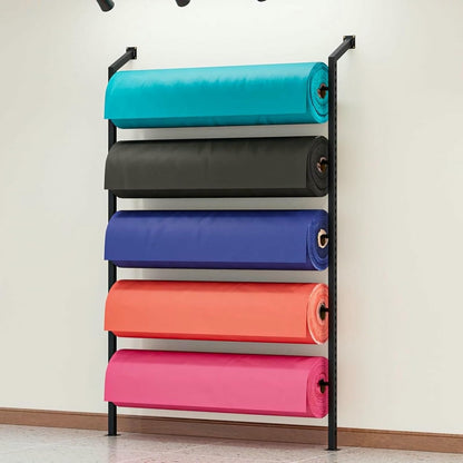 XDRGOOIUY Commercial Wall-Mounted Textile Fabric Roll Storage Rack with Adjustable Hanging Rod, for Vinyl Spool/Car Color Change Film/Tablecloth/Wrapper