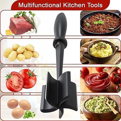 Meat Chopper and Smasher for Ground Beef and Potatoes, Nylon Construction, Non Stick Mix Chopper (Black)