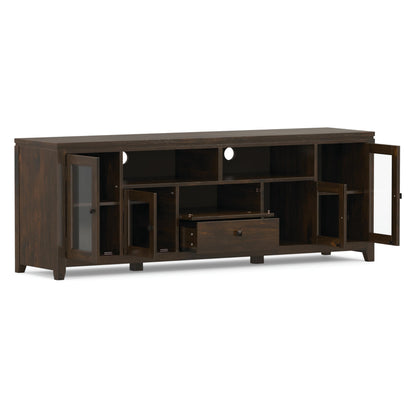 SIMPLIHOME Cosmopolitan TV Stand - 72 inch Wide Solid Wood Media Console in Mahogany Brown, Contemporary Entertainment Center for Living Room for TVs up to 80 Inches with Drawers and Cable Management