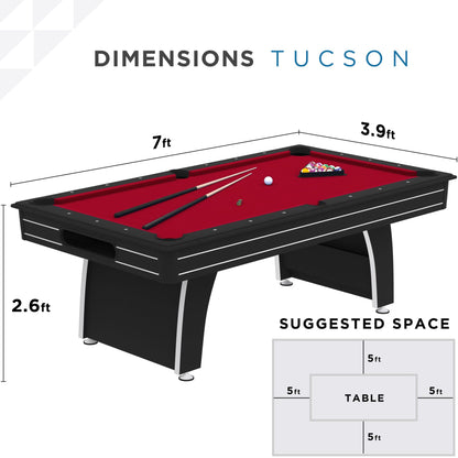 Fat Cat Tucson 7 Foot Pool Table with Automatic Ball Return, Billiard Table with Arcade Style Black Finish, 818 Bumpers, Includes Cues and Balls