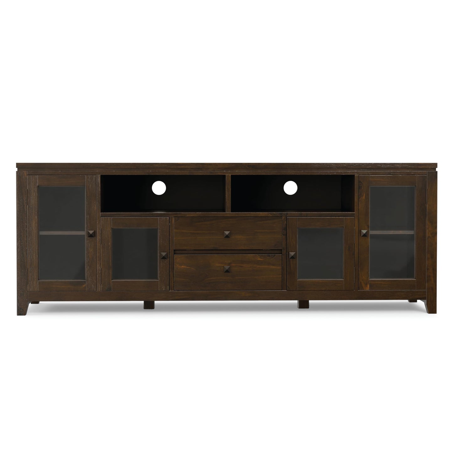 SIMPLIHOME Cosmopolitan TV Stand - 72 inch Wide Solid Wood Media Console in Mahogany Brown, Contemporary Entertainment Center for Living Room for TVs up to 80 Inches with Drawers and Cable Management