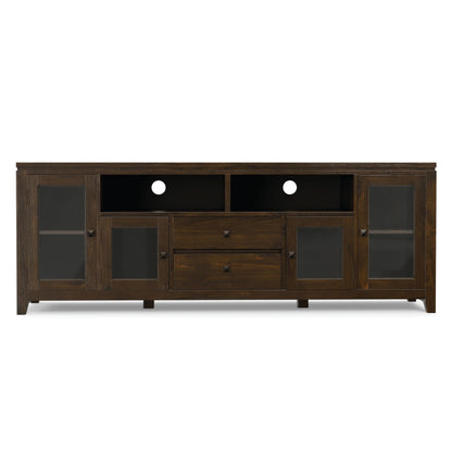 SIMPLIHOME Cosmopolitan TV Stand - 72 inch Wide Solid Wood Media Console in Mahogany Brown, Contemporary Entertainment Center for Living Room for TVs up to 80 Inches with Drawers and Cable Management