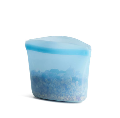 Stasher Silicone Reusable Storage Bag, 1-Cup Bowl, Reusable Freezer Bags, Microwave, Dishwasher, Oven Safe, Sous Vide, Premium Lunch Container, Eco Friendly, Food-safe Silicone Snack Bag, 8 oz, Blue