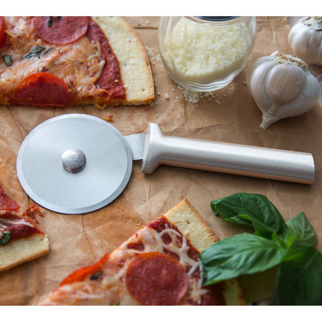 Rada Cutlery Pizza Cutter (R121), 3" Stainless Steel Wheel, Silver Handle