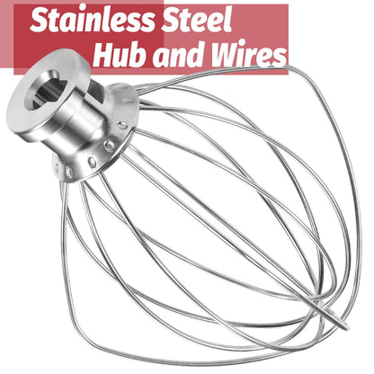 K45WW Dishwasher Safe Whisk Attachment Fits 4.5 Quart and 5 QT KitchenAid Tilt-Head Stand Mixer Stainless Steel 6 Wires Whip for Egg Heavy Cream Beater, Cakes Mayonnaise