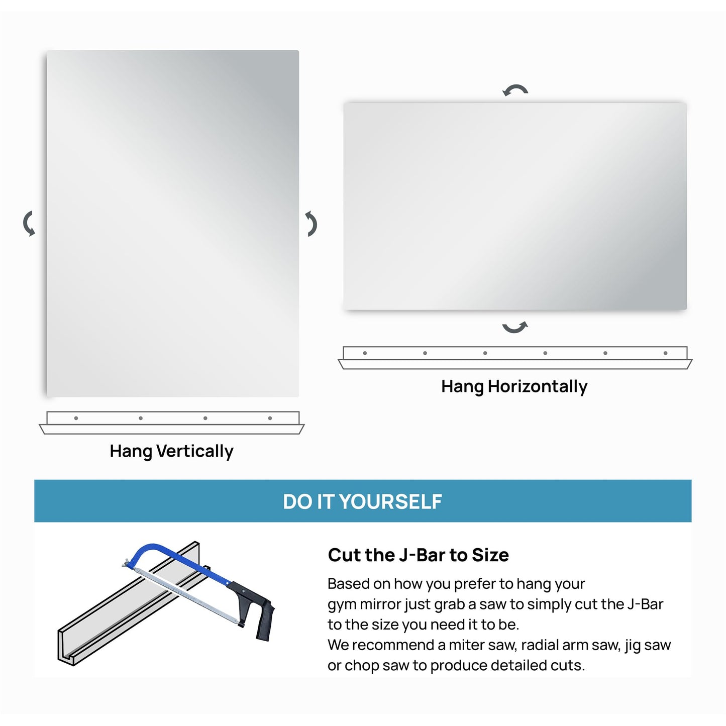 Dulles Glass Shatter-Resistant Home Gym Mirror – 36" x 72" – Wall Mount Kit Included – Commercial Grade Safety Full-Length Exercise, Dance, Yoga & Martial Arts Mirror