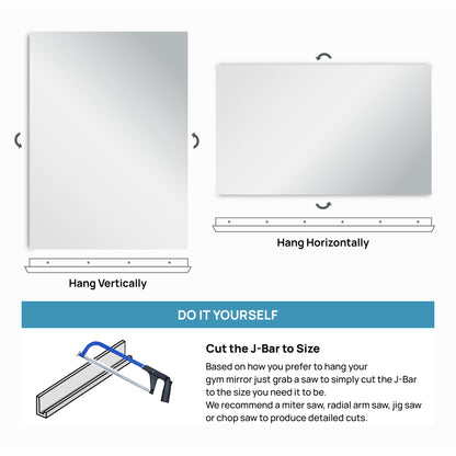 Dulles Glass Shatter-Resistant Home Gym Mirror – 36" x 72" – Wall Mount Kit Included – Commercial Grade Safety Full-Length Exercise, Dance, Yoga & Martial Arts Mirror