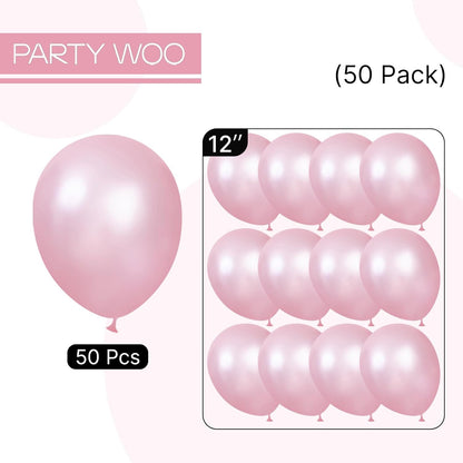 PartyWoo Pearl Pink Balloons - 50 Pcs 12 Inch Light Pastel Latex Helium Balloons for Celebrations