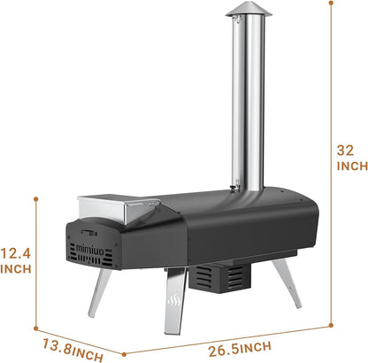 Mimiuo Outdoor Pizza Oven Wood Pellet Fired Pizza Stove with Automatic Rotating Stone, Heavy Duty Pizza Stove for Backyard Camping, Bakes Pizza in 60 Seconds, Includes Pizza Stone, Peel & Cover