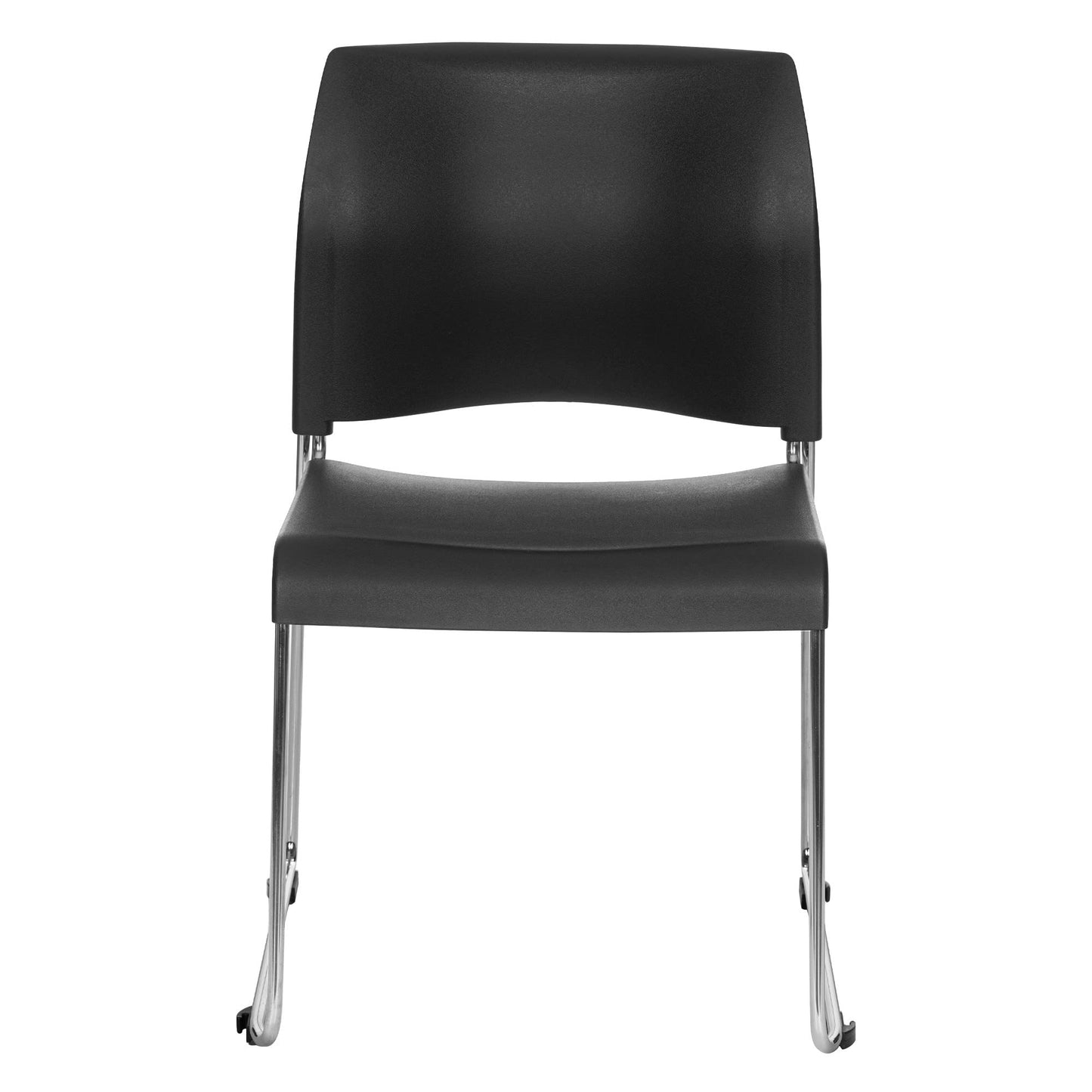 OEF Furnishings OEF8810-11-10/4 Commercial Stack Chair (Hard Plastic Seat and Back, Black, Chrome Frame, 4-Pack)