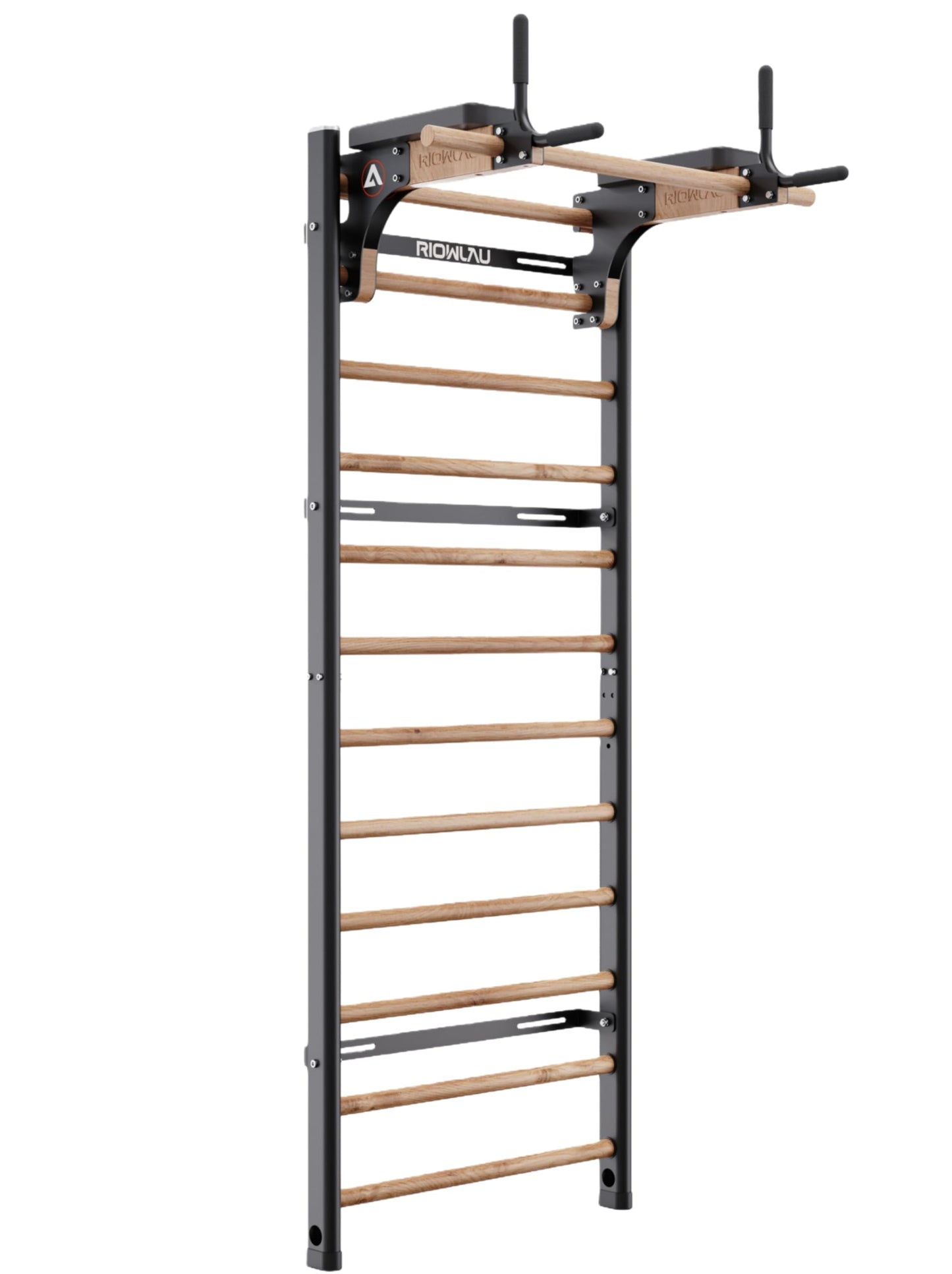 Swedish Ladder Pro, Wood Stall Bar with Push-Through Bar, Adjustable Pull-Up Dip Bar for Adults and Kids, Accessories Bundle, Spring, for Home, School, Physical Therapy and Gymnastics (40"x90“x26")
