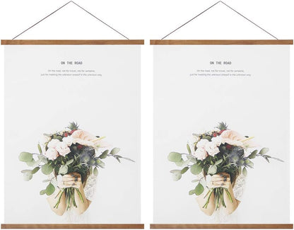 Miaowater Magnetic Wooden Poster Frames - 2 Pack for 14x20, 14x22, 14x24 Art Prints | Light Teak Finish