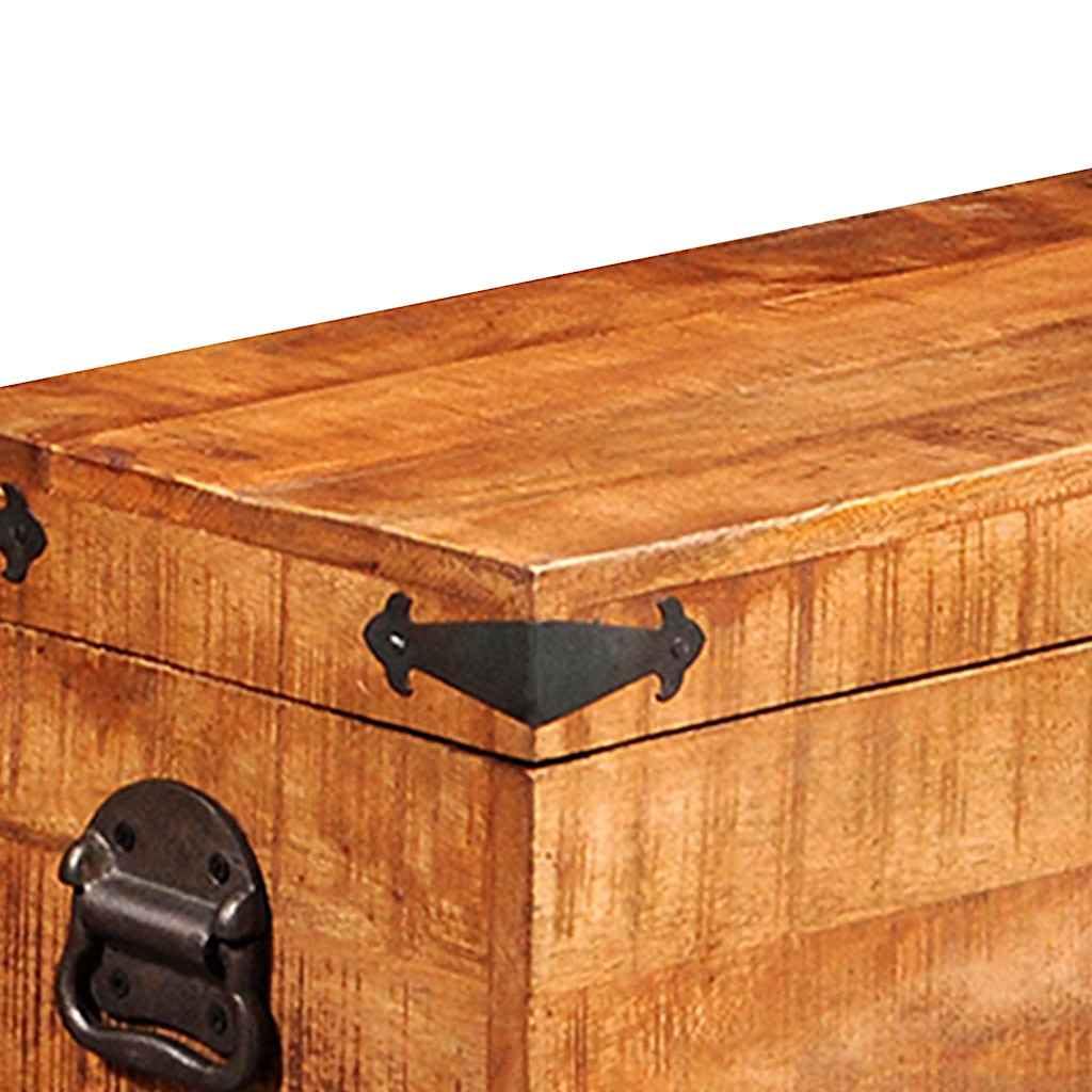 Vorpalize Rough Mango Wood Storage Chest Box Trunk, Rectangular Sturdy Blanket Chest, Set of 2, 13.8 x 27.6 x 13.8 in, Natural Brown Finish for Bedroom, Living Room