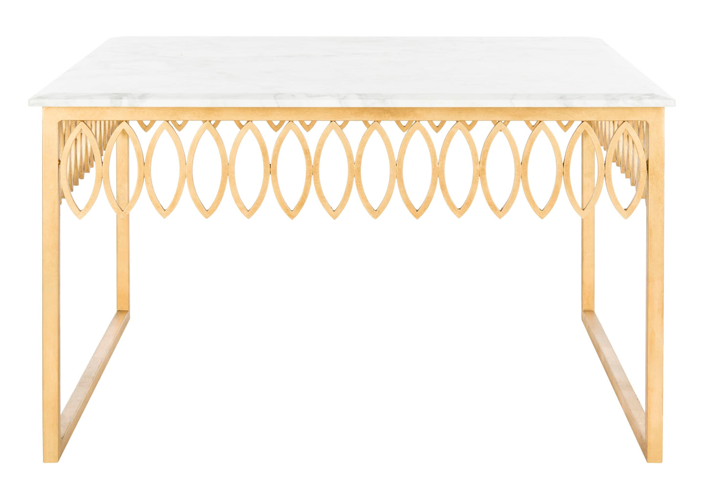 Safavieh American Homes Collection Natalia Gold Leaf and White Marble Couture Cocktail Table