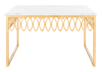 Safavieh American Homes Collection Natalia Gold Leaf and White Marble Couture Cocktail Table