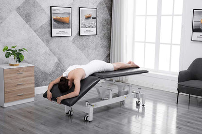 Physical Therapy Table,HomelyD Hi-Lo adjustable 2 section PT Treatment table,ultra comfortable foot control Facial Salon SPA Bed for Clinic,Massage and Acupuncture (Black）)-blue