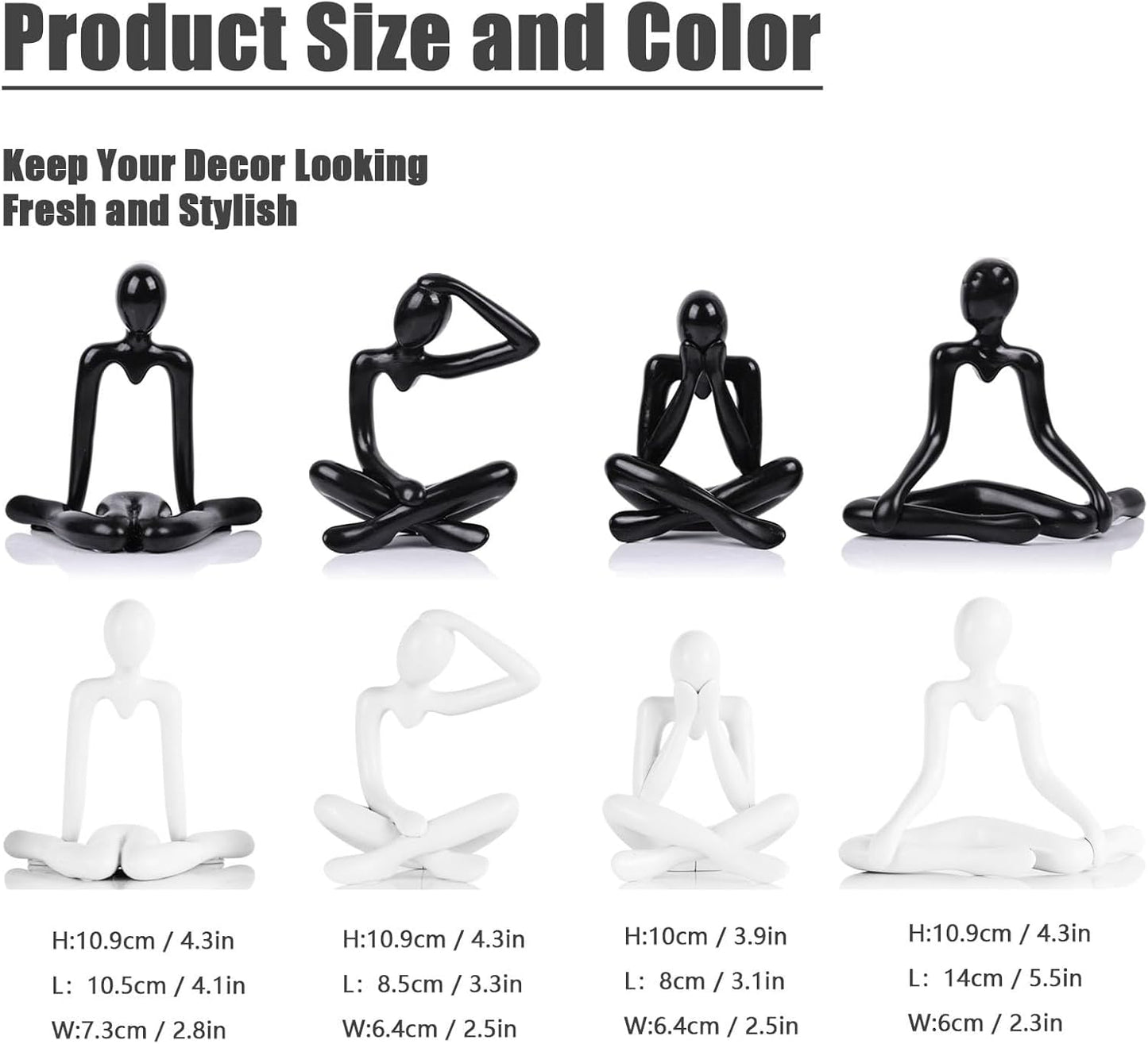 XMGZQ Black Thinker Figurines,Abstract Bookshelf Figures,Knick Knacks Home Decor,Plastic Thinker Statue Kit,Black