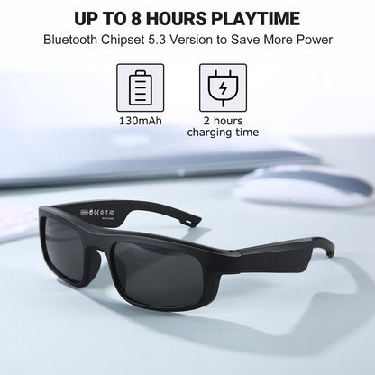 Smart Glasses, Polarized Bluetooth Sunglasses, Built-in Mic & Speakers, Voice Assistant, UV Protection Audio Sun Glass
