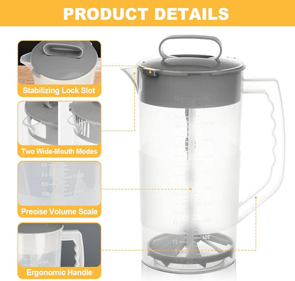 2 64oz Mixing Pitcher for Drinks, Quart/ Plastic Water Pitcher with Lid, Angled Plastic Blades and Adjustable Mixer