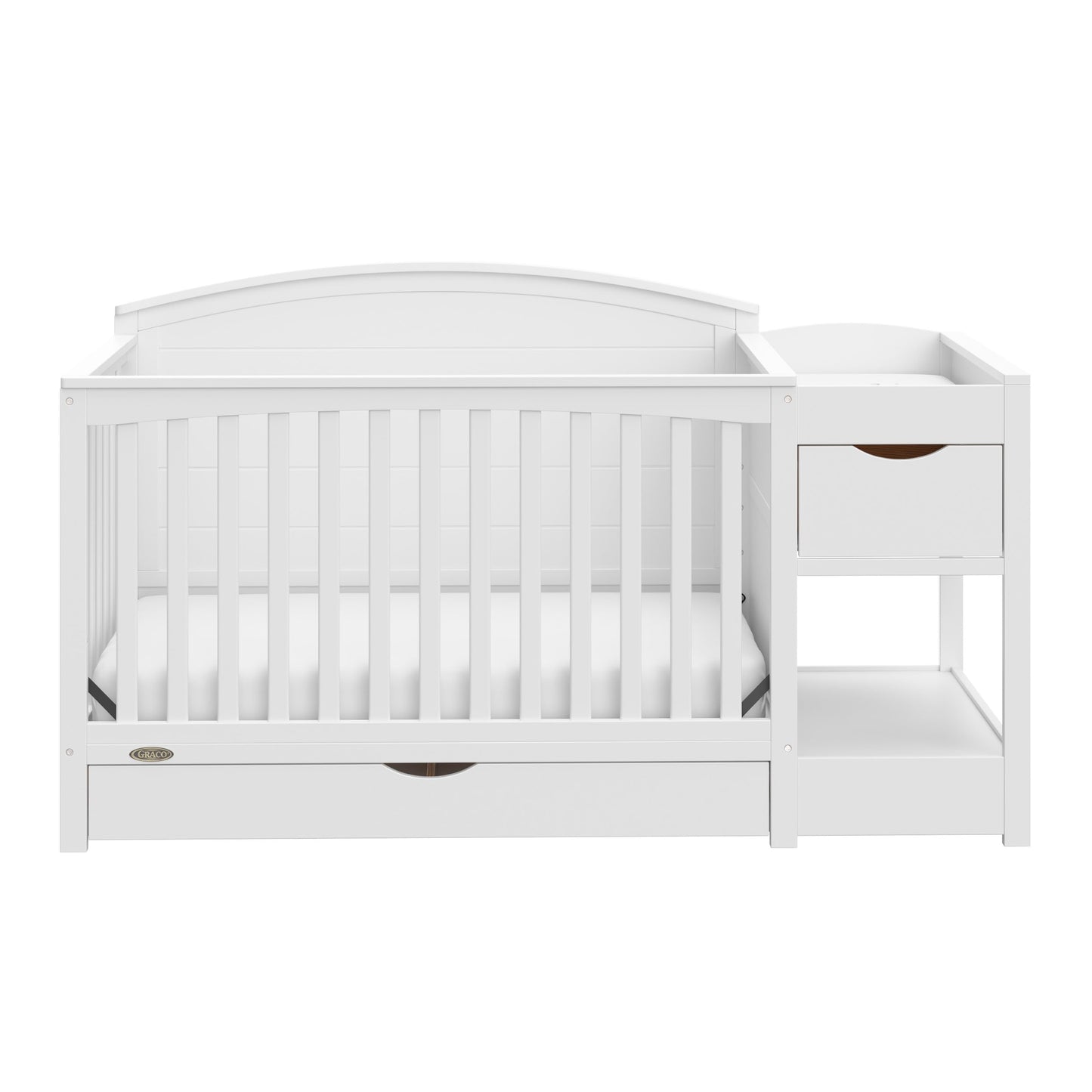 Graco Bellwood 5-in-1 Convertible Crib & Changer with Drawer - GREENGUARD Gold Certified, Full-Size Storage Drawer, Converts to Toddler Bed (White)