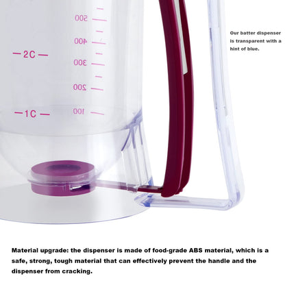 CHuangQi Cake Batter Dispenser for Pancake Cupcake Waffles, Perfect Baking Tool with Measuring Label