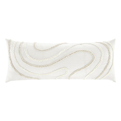 Sweet Jojo Designs Boho Tufted Swirl Body Pillow Cover Case Decorative Accent Long Couch Kids Bed Pregnancy Pillowcase 54x20 Neutral Ivory Taupe Bohemian Pattern Geometric Off White Abstract Unisex
