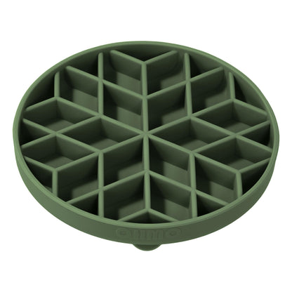 OHMO Slow Feeder Dog& Cat Bowl, Silicone Puppy Cat Food Bowl with Anti-Slip Suction Cup Slow Down Small Dogs Eating, Anti Choking (S-Diamond,Camo Green)